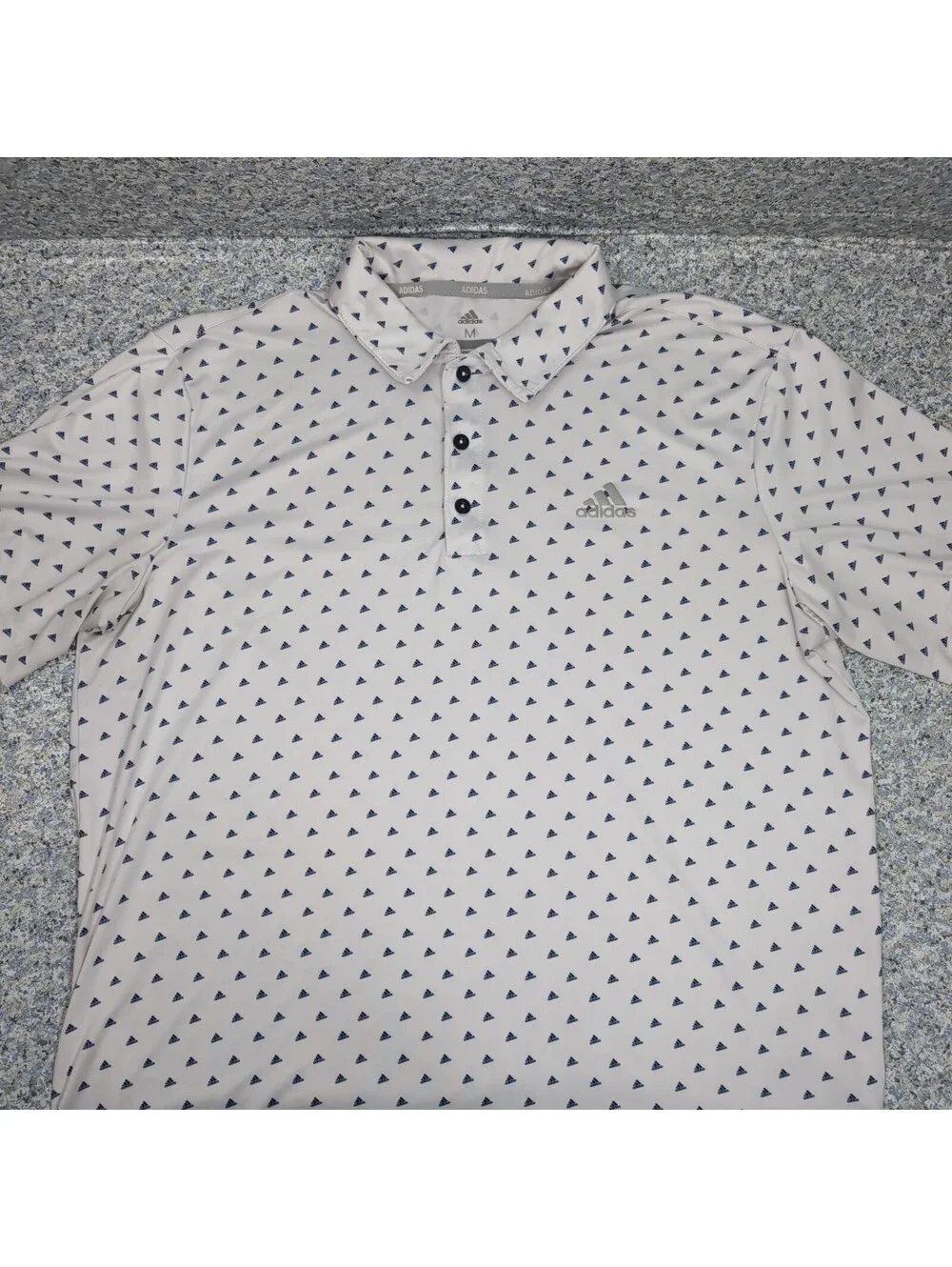 Adidas Golf Shirt Mens Medium M White Ultimate365 Triangle Logo Polo Short Sleev